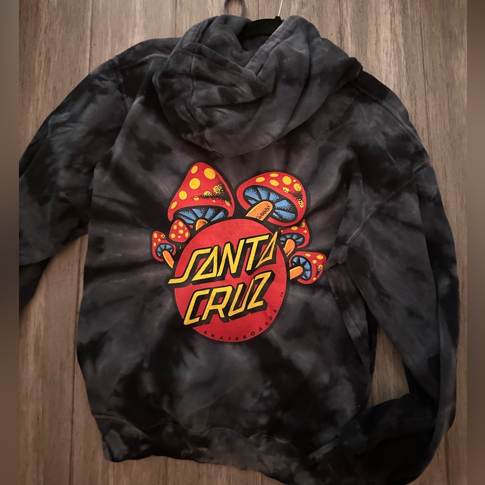 santa cruz gray tie dye hoodie
